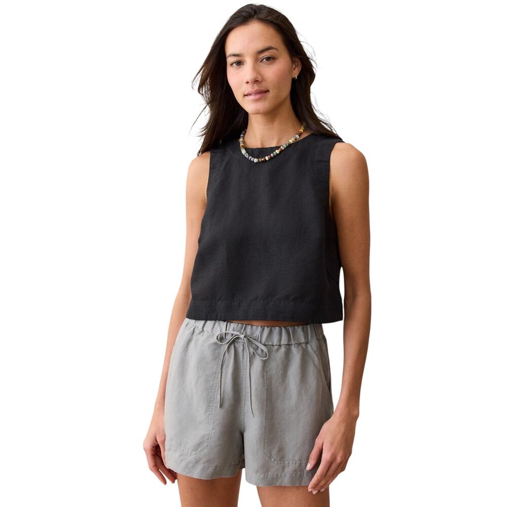 Marine Layer Womens Linen Drawstring Shorts Small Gray 3” Inseam Beach Coastal